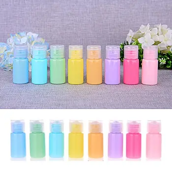 

8Pcs 10ml Macaron Color Refillable Cosmetic Empty Bottles with Clear Flip Lid
