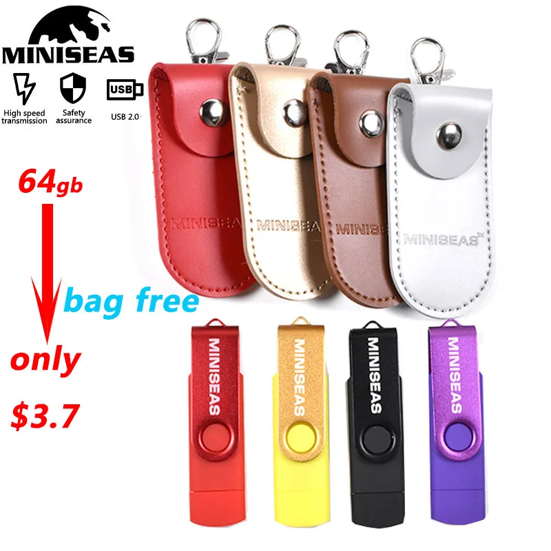 Miniseas Otg 9 цветов Usb флеш-накопитель 64 ГБ флешка 32 память usb 2 0 для смартфонов ПК |