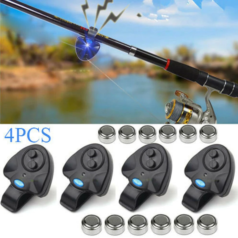 Electronic Fishing Bite Alarm Sound LED Light Alert Bell Clip-On Fishing Rod 