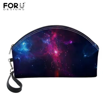 

FORUDESIGNS Colorful Space Print Cosmetic Bags Women Travel Makeup Case Toiletry Organizer Holder Beauty Zipper Girl 2019