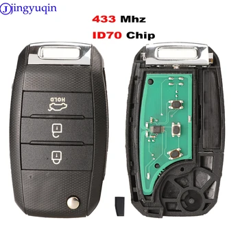 

jingyuqin 3 Button Flip Folding Remote Car Key For Kia K4 433mhz with ID70 Transponder Chip Uncut Blank Blade