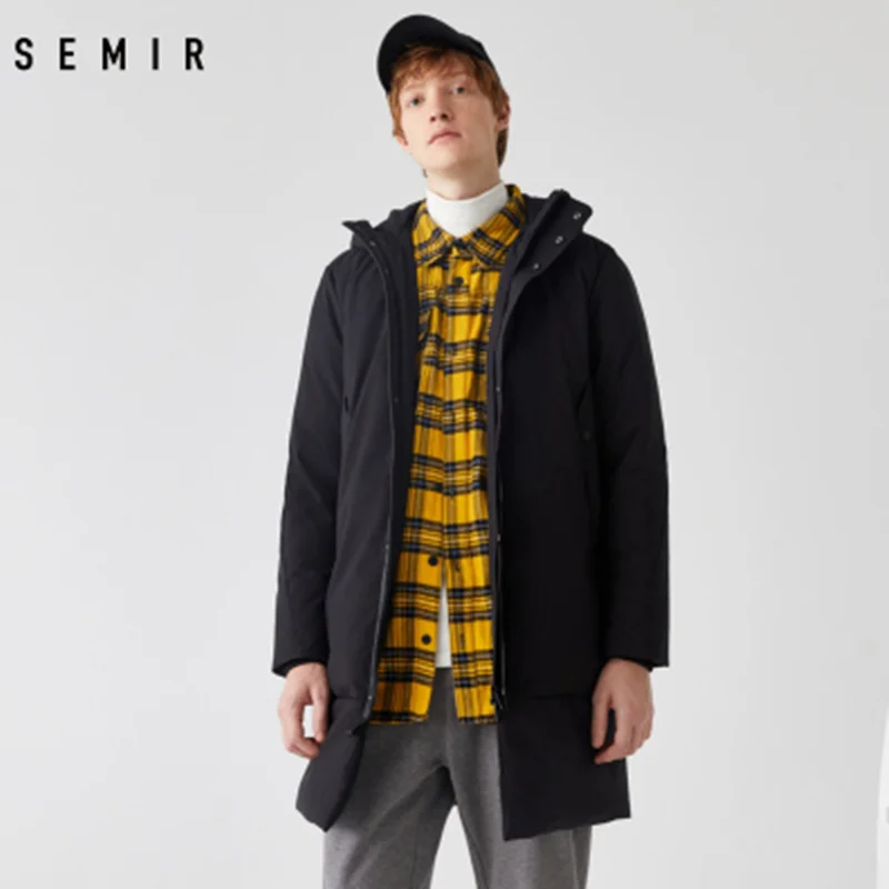 Semir, длинный, уплотненный, мужской пуховик, 80% утиный пух, для молодых, зимний, ветровка, для мужчин,, с капюшоном, теплый, зимний, куртка, нормальное, комфортное пальто