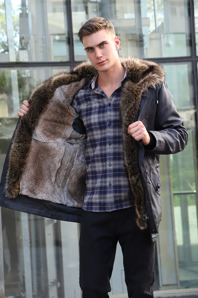 Luxury men's winter coat with real fur lining – Vexaro
