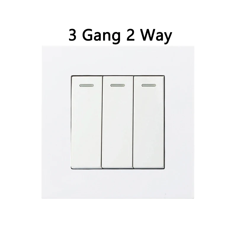 3 Gang 2 Way Atlectric светильник, переключатель 1, 2, 3, 4 банда, 1, 2 способа включения/выключения, кнопка включения/выключения, штепсельная вилка европейского стандарта, розетка, переключатель USB, 86 Тип, пластиковая панель - Цвет: 3 Gang 2 Way