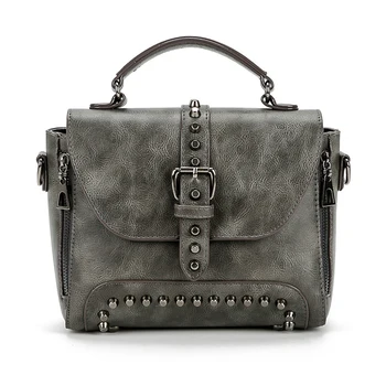

Women Messenger Bags Retro Vintage Crossbody Leather Handbags Bag for Women Brand Rivet Small Shoulder Sac Top-handle Flap Bags