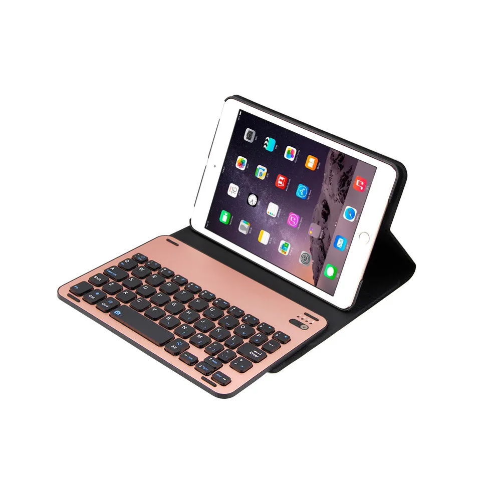 Клавиатура для ipad mini1/2/3 ультра алюминиевая Bluetooth клавиатура с кожаный чехол ПК Bluetooth клавиатура чехол