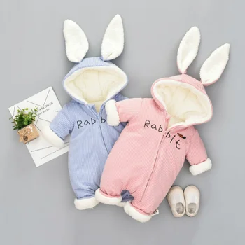 

Baby Romper Overalls for Children Baby Winter Jumpsuit Warm Fleece Baby Girl Clothes Baby Jumpsuit Hooded Rabbit Cartoon Rompers