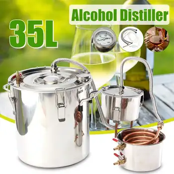 

35L/8Gal 2 Keg Copper Moonshine Alcohol Whisky Water Distiller Stainless Boiler Home Kitchen Brewing +Thumper keg Condenser Keg