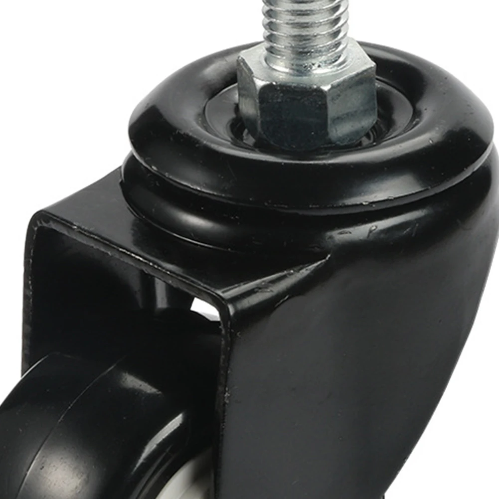 2PCS Replacement PU Cart Universal Wheel Casters Furniture Black Wear Resistant 360 Degree Threaded Stem Mute Rotary Industrial