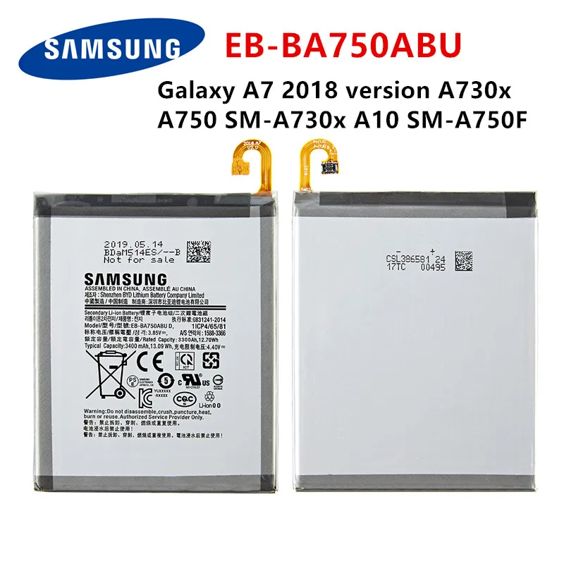 SAMSUNG Orginal EB-BA750ABU 3400mAh Battery For SAMSUNG Galaxy A7 2018 version A730x  A750 SM-A730x A10 SM-A750F +Tools nokia mobile battery