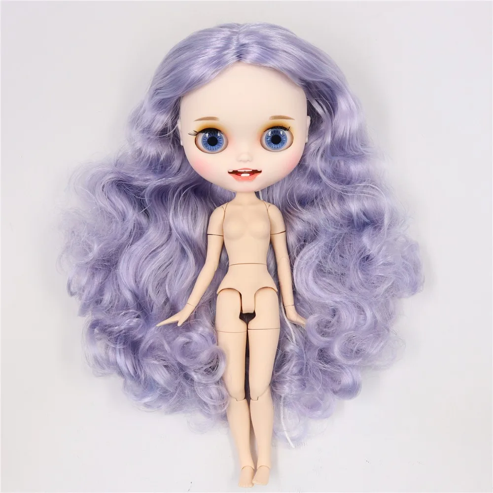 Ледяная фабрика blyth кукла белая кожа шарнир тела пользовательская кукла bjd игрушка матовое лицо фиолетовые волосы голая кукла 30 см