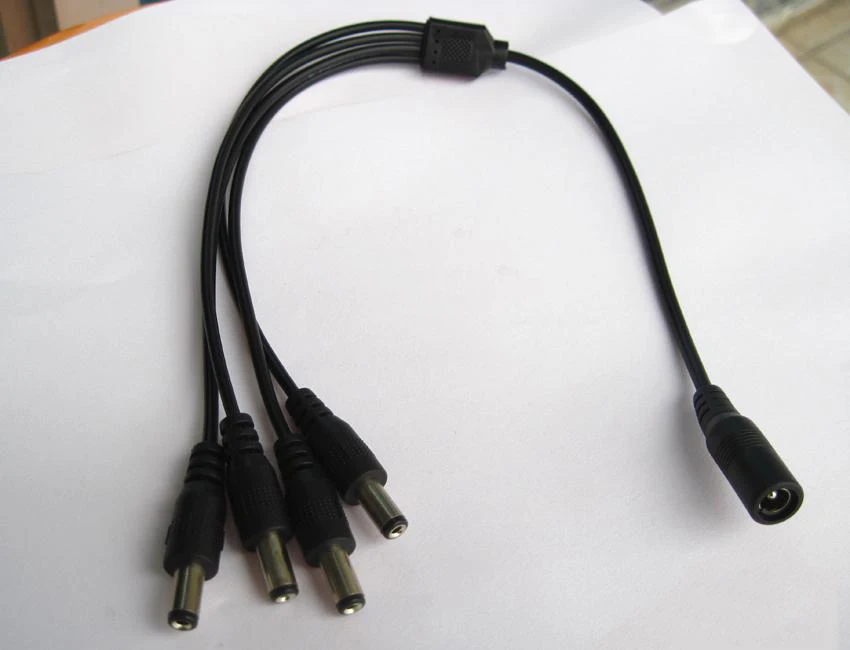 5.5mm x 2.1mm DC Splitter 1 Female to 4 Male 4-Way Power Supply Cable Cord For CCTV Camera Home Security |