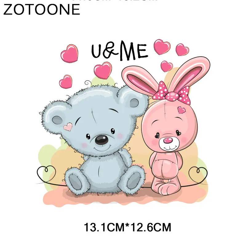 ZOTOONE милый кролик, медведь, сердце, нашивка, животное, наклейка, железная наклейка для одежды, футболки, аксессуары, аппликация, сделай сам, теплопередача G - Цвет: 1456