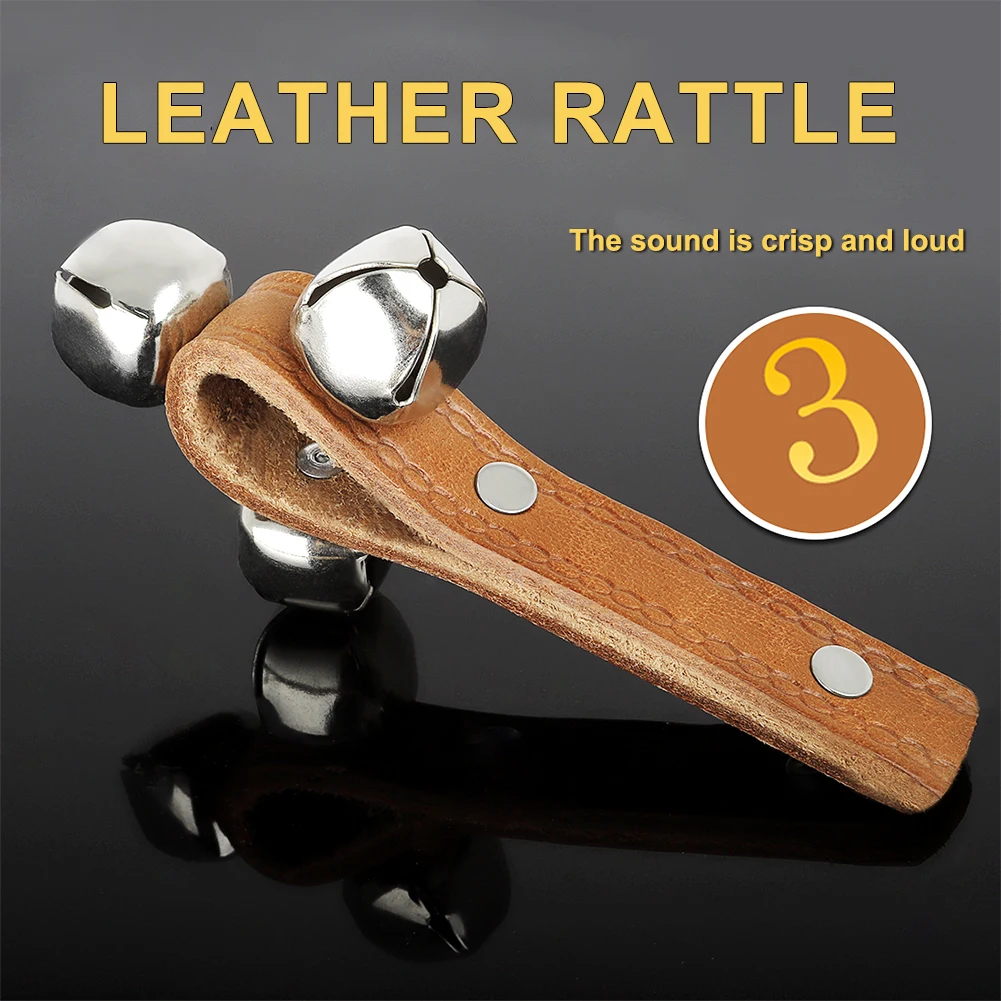 Three Bells Hand Bell Leather Rattles Musical Instruments Toys For Adults Children Brown Perfect Gift Wholesale | Игрушки и хобби