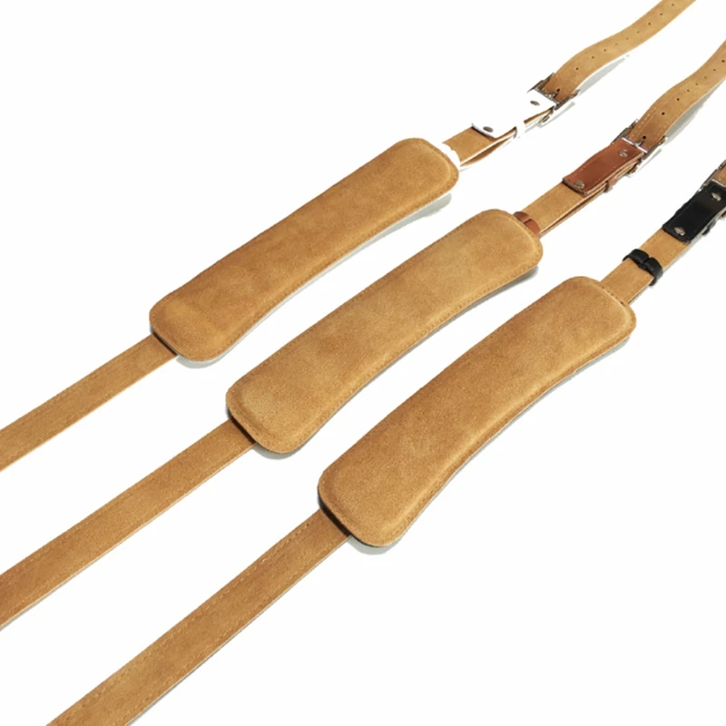일렉트릭 기타 스트랩 벨트 어깨 패드, 내구성 있는 가죽 및 금속 버클, 조절 가능한 빈티지 기타 스트랩