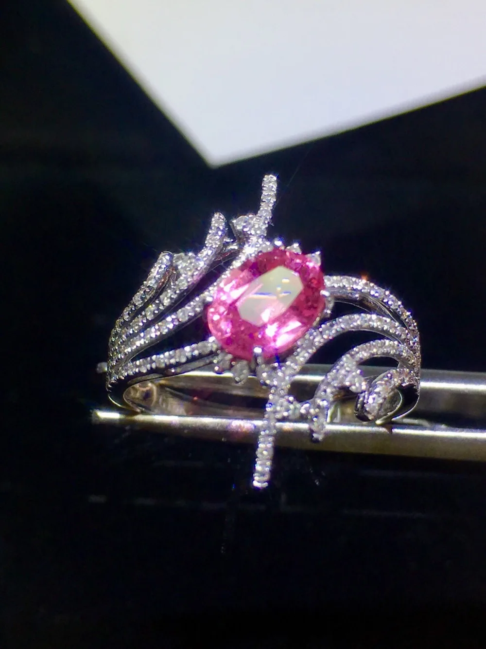 926 кольцо с розовым сапфиром Настоящее чистое 18 K природный розовый сапфир драгоценные камни 1.23ct бриллианты камень женское кольцо