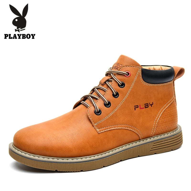 PLAYBOY/Новинка; мужские ботинки; кожаные уличные ботильоны; мужские Нескользящие ботинки на шнуровке; Британские кроссовки; Zapatos De Hombre; PL617170