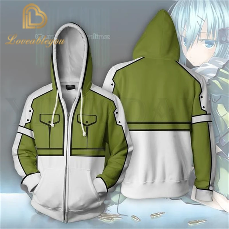 

Anime Sword Art Online Hoodie Men and Women Zipper Hoodies SAO Kirigaya 3d Print Hooded Jacket Harajuku Streetwear Cosplay