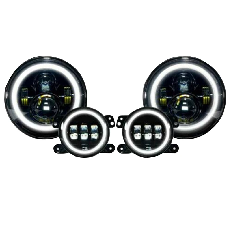 

LED Headlight + Halo LED Fog Light Combo Kit for Jeep Wrangler JK Halo 2007-17