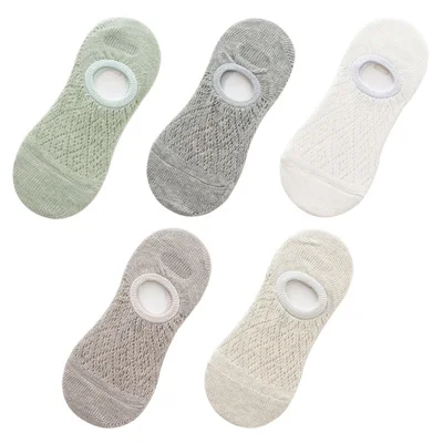 5 Pairs/Set Women Silicone non-slip invisible Socks Summer Solid Color Mesh Ankle Boat Socks Female Cotton Slipper No show Socks warm socks for women Women's Socks