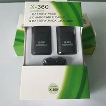 3 в 1 2x4800mah батареи+ usb кабель зарядного устройства для Xbox 360 беспроводной/проводной контроллер Bateria аккумуляторная батарея
