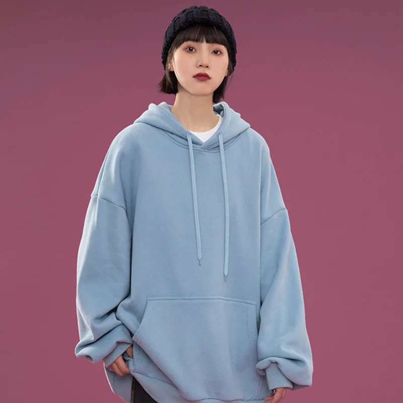 

Korean New Candy colors Hoodie Womens Long Sleeve Sweatshirt winter Hooded Warm Tops Blouse With Pocket Harajuku Pullover Casual