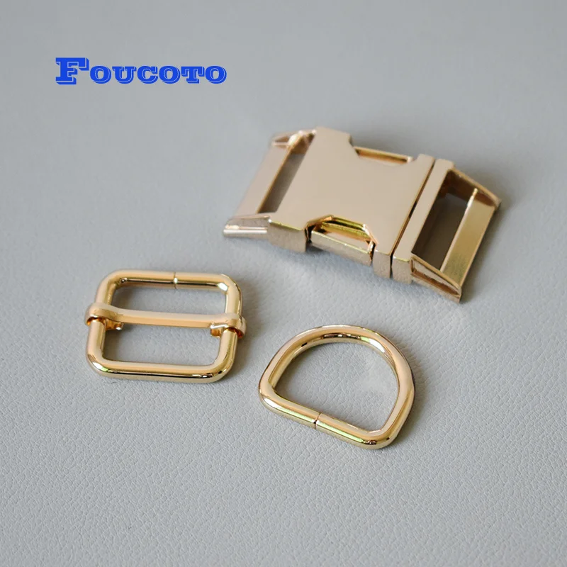 100 sets metal buckle D rings adjuster 25mm webbing for paracord dog collar bag belt buckles DIY sewing accessories good quality