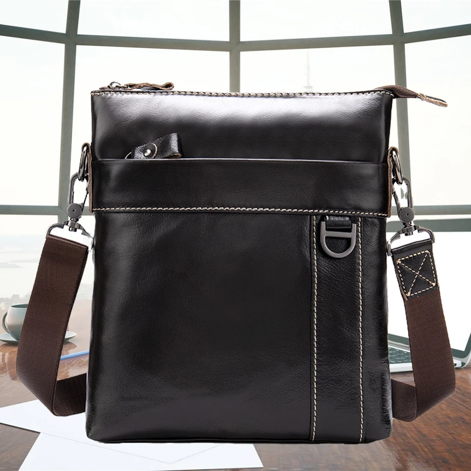 Mens Bag Retro Casual Mens Shoulder Bag Messenger Bag Color : Black, Size : S