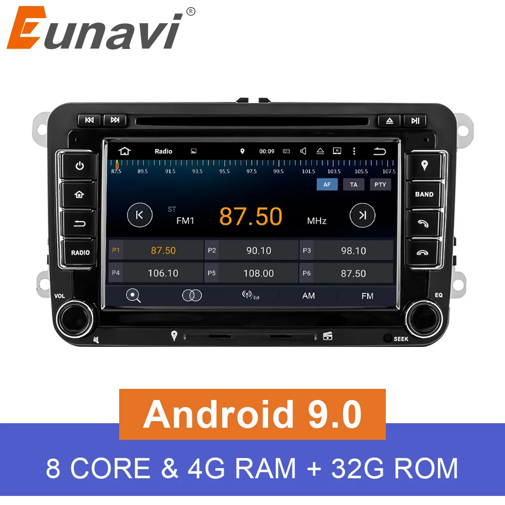 Eunavi Octa Core Android 9.0 2 Din Car dvd player For VW GOLF JETTA POLO TOURAM PASSAT B6 GPS Navi Stereo Radio touch screen usb |
