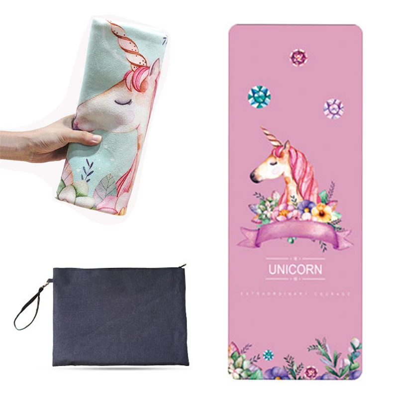 

Printed Foldable 1mm Suede Yoga Mat Non Slip Nature Rubber Travel Mat Eco Friendly Non-toxic Sweat Hot Yoga Mat Towel 72"x26"