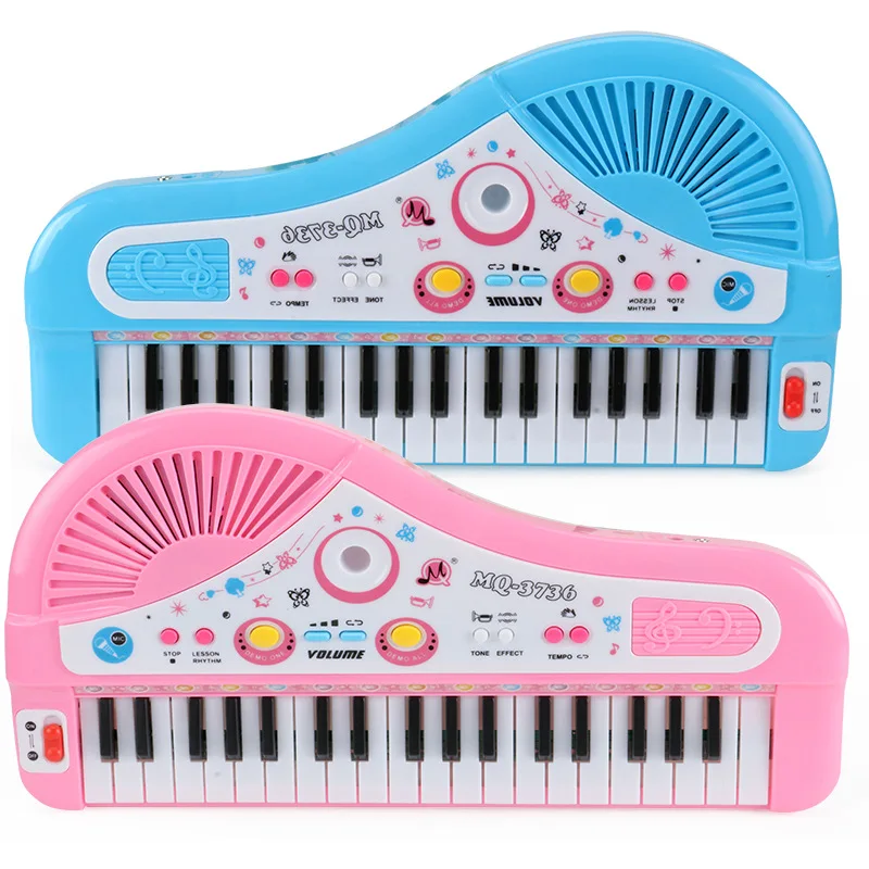  Piano Keyboard Toy 37 Keys Pink Electronic Musical Multifunctional Instruments with Microphone My F