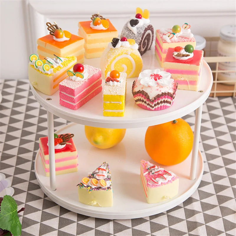 

Two-layer 360 Degree Rotatable Desktop Tray Creative Removable Snack Display Storage Trays Fruit Dessert Cosmetic Organization