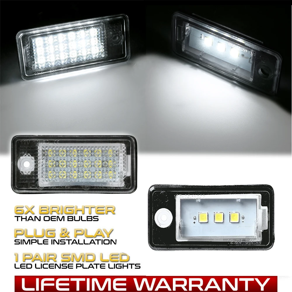 

2Pcs Canbus auto LED License Number Plate Light Lamps For Audi A6 C6 RS6 A3 8P S4 A4 B6 B7 RS4 A5 8F A8 S8 Q7 4L car accessories