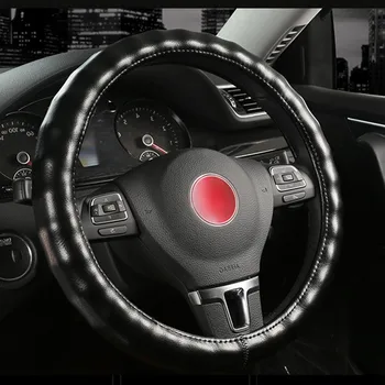 トップレイヤー本革ステアリングホイールカバー黒ブラウンベージュコーヒーグレー自動ステアリングホイールは、車のスタイリング
