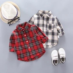 Chemise fine pour enfants, vêtements de printemps, hauts en coton à carreaux pour bébés garçons de 1 2 3 4 ans, chemise à manches longues, 2022 