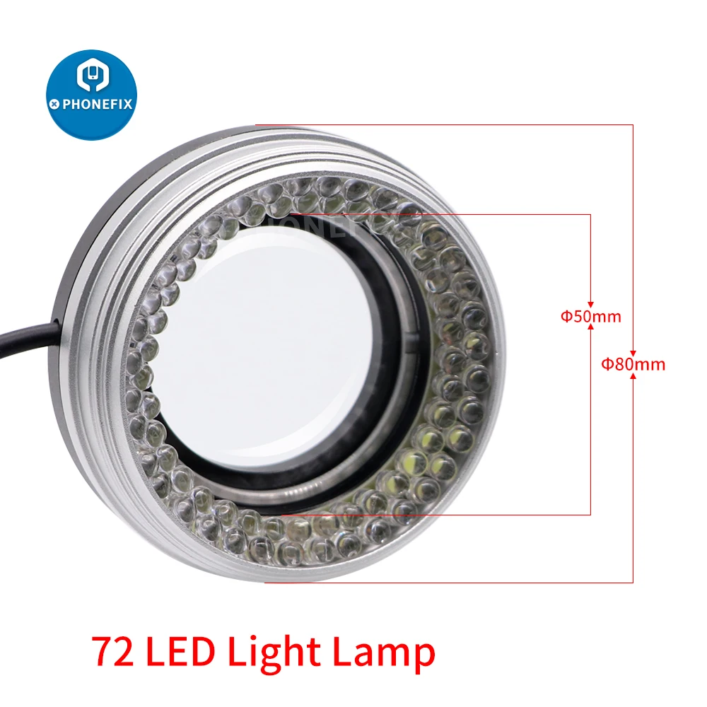 Microscope Lamp 72pcs LED Anti-Dust Smoke Lens Ring Lamp USB Charging Microscope Light Lamp For Stereo Microscope Shadow Less Ring Illuminator