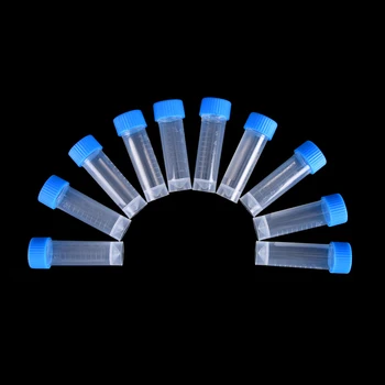 

Hot Sale Chemistry Plastic Test Tubes Vials Seal Caps Pack Container for Office School Chemistry Supplies 10PCS x 5ml