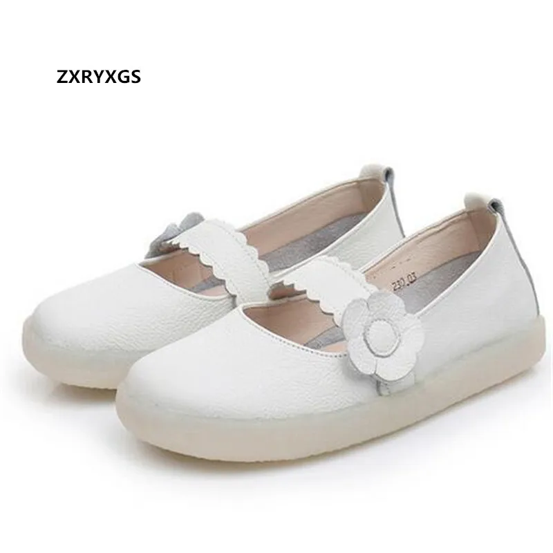 

Женские туфли из натуральной кожи, белые туфли для медсестер, на плоской подошве, большой размер, удобная повседневная обувь, новинка 2023