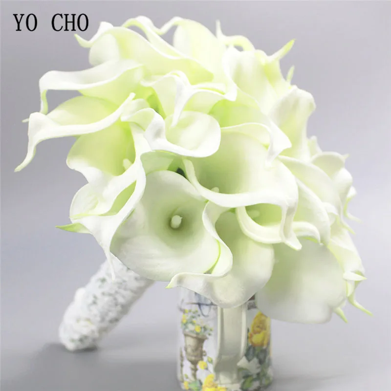 YO CHO Artificial Calla Sunflower Wedding Bridesmaids Bouquet PU Silk Bridal Fake Flowers Marriage Flore | Дом и сад
