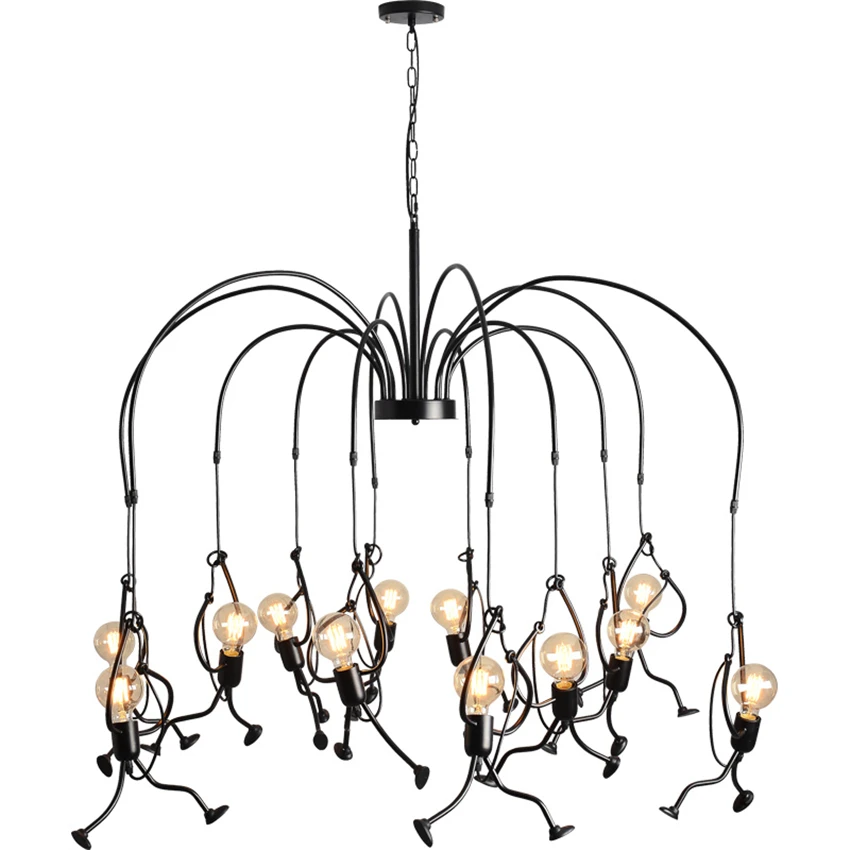 

Creative Iron Artist Shaped Chandeliers Lights Dining Room Art Iron Coffee Shop Clothing Store Decoration Pendant Lamps Fixtures