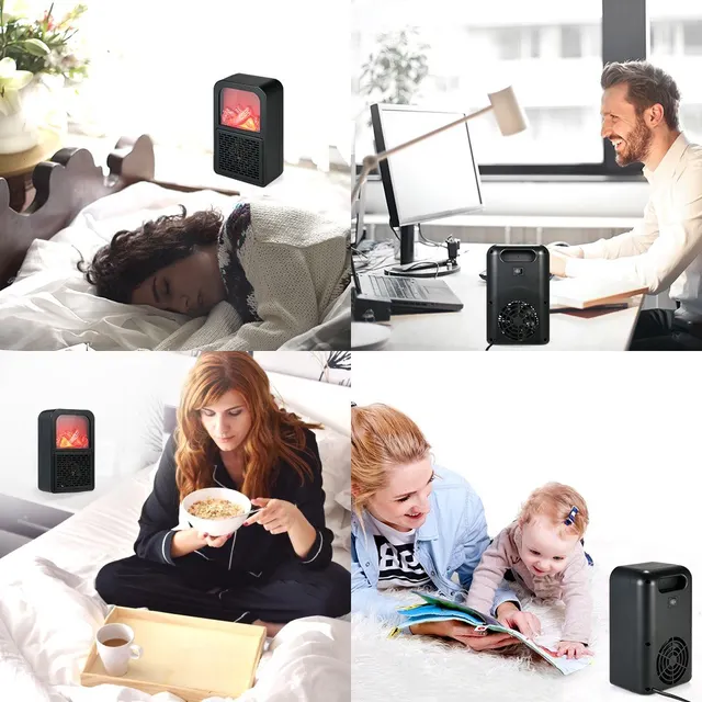 Hordozható Fűtőfűtés Lánghatás Tér Fűtő Ventilátor Túlmelegedés Védelme Beépített Hőmérsékleti Érzékelők Alacsony Zajú Kompakt Könnyűsúlyú