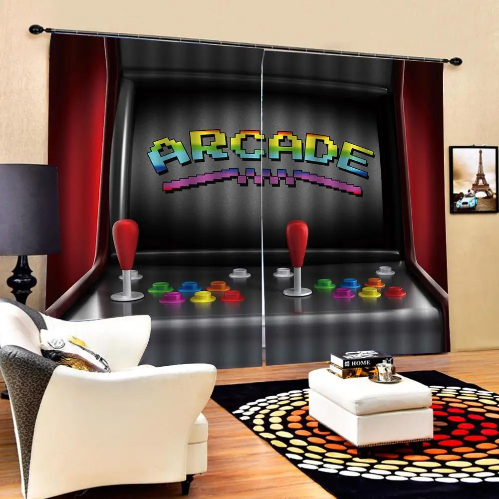 

Customized size Luxury Blackout 3D Window Curtains For Living Room game curtains grey curtain