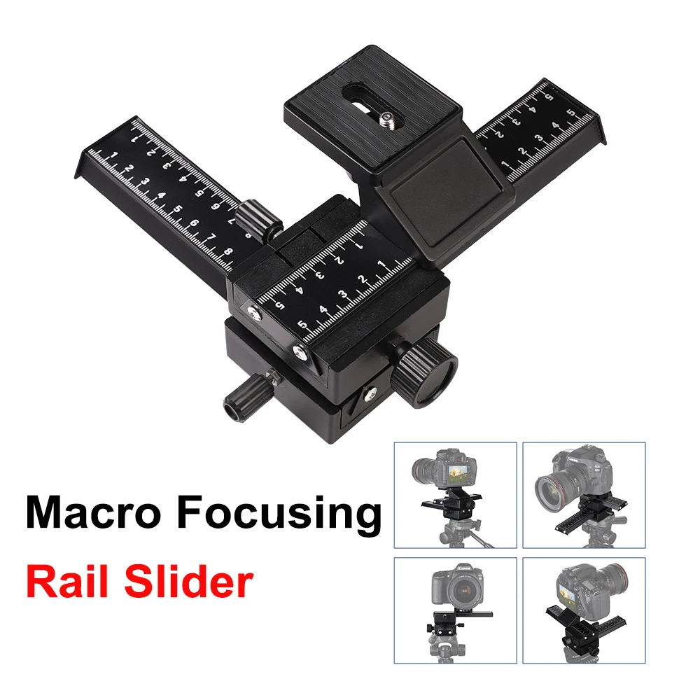 4 Way Macro Focusing Rail Slider Close-Up Shooting Tripod Head 1/4 Screw for DSLR Camera Canon Sony Nikon Fujifilm | Электроника