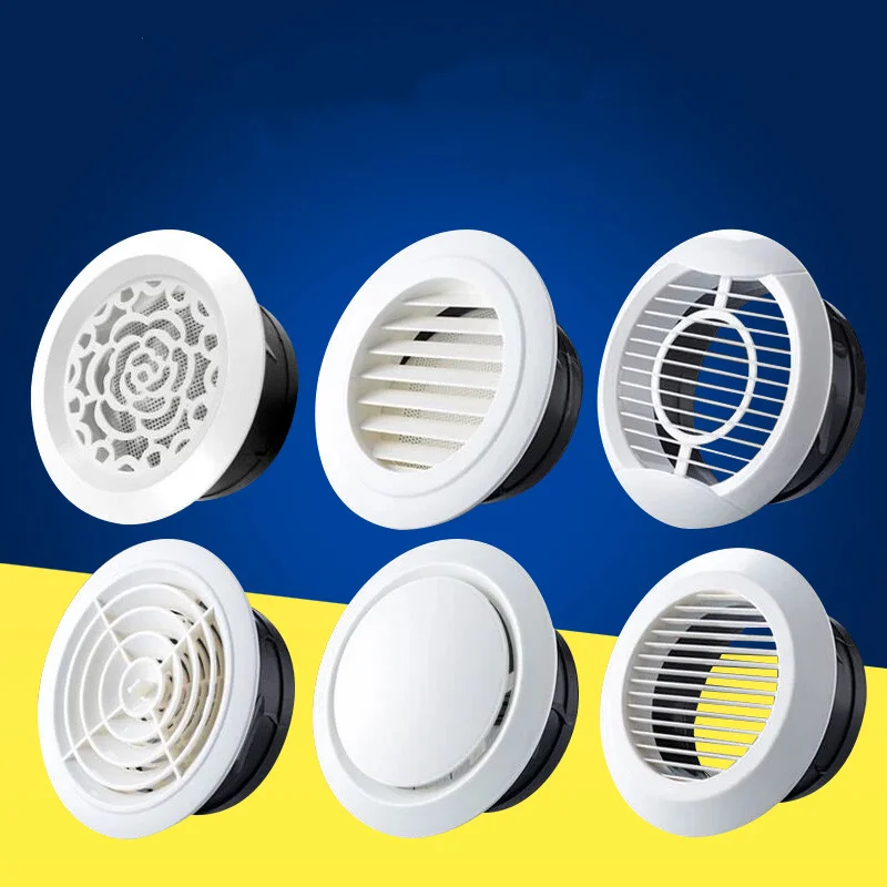 Adjustable air ventilation cover round ducting ceiling wall hole abs air vent grille louver kitchen bath air outlet fresh system