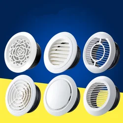Adjustable air ventilation cover round ducting ceiling wall hole abs air vent grille louver kitchen bath air outlet fresh system
