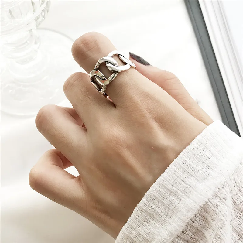 INZATT Настоящее серебро 925 проба минималистическая дутая цепочка кольцо для очаровательных женщин вечерние ювелирные изделия Hophip аксессуары подарок