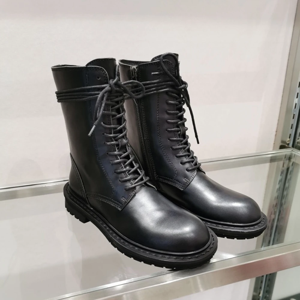 

Chueyz New Spring Fashion Genuine Leather Women's Shoes Round Toe Cool Black Single Shoes For Women Low Heels Women's Shoes