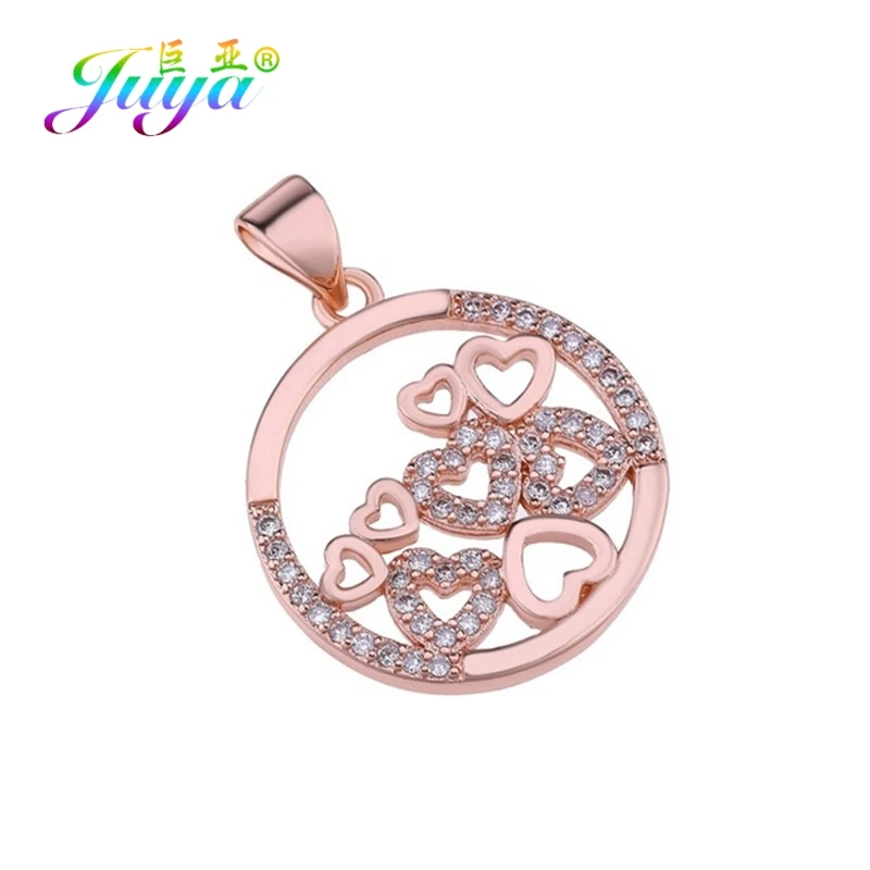 Juya DIY микро паве Циркон Любовь подвеска в форме сердца аксессуары для ювелирных изделий браслет ожерелье изготовление сережек фитинги