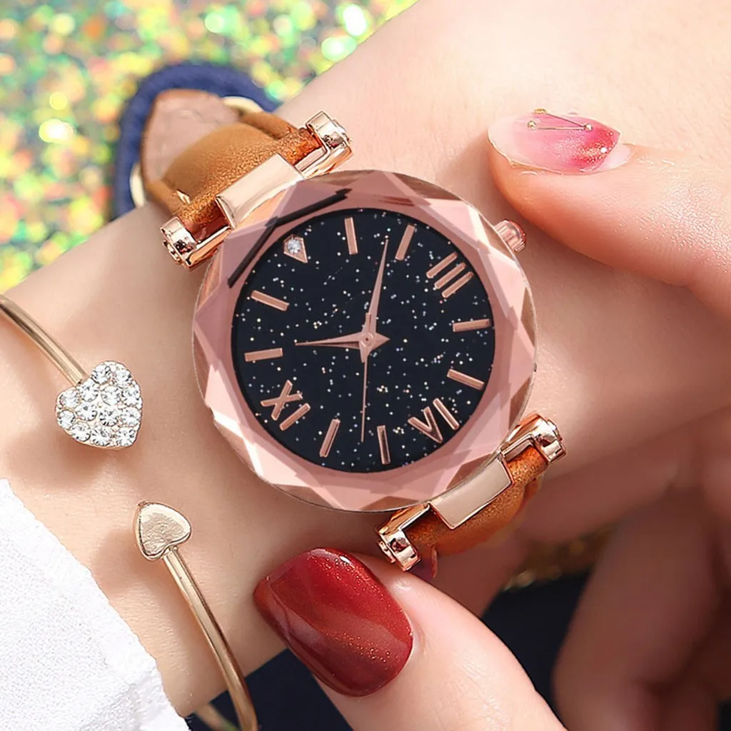 Роскошные часы для женщин Reloj Mujer унисекс со звездами и маленькими точками
