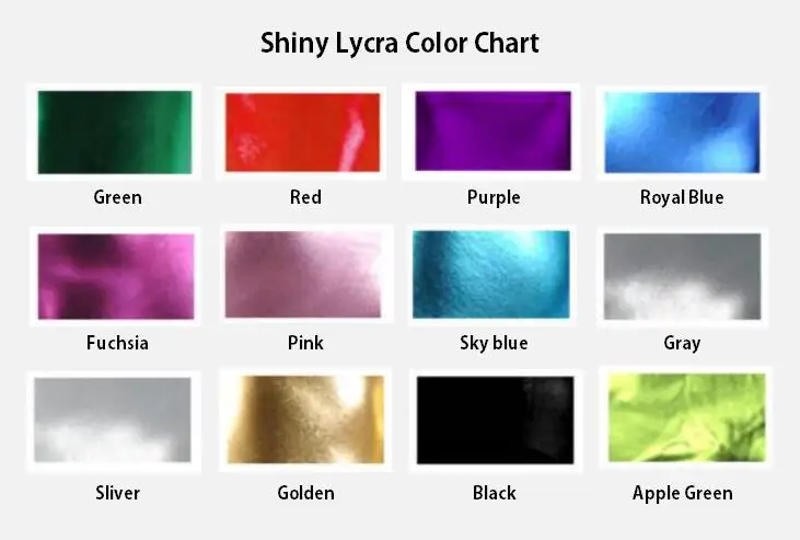 Shiny Lycra color chart
